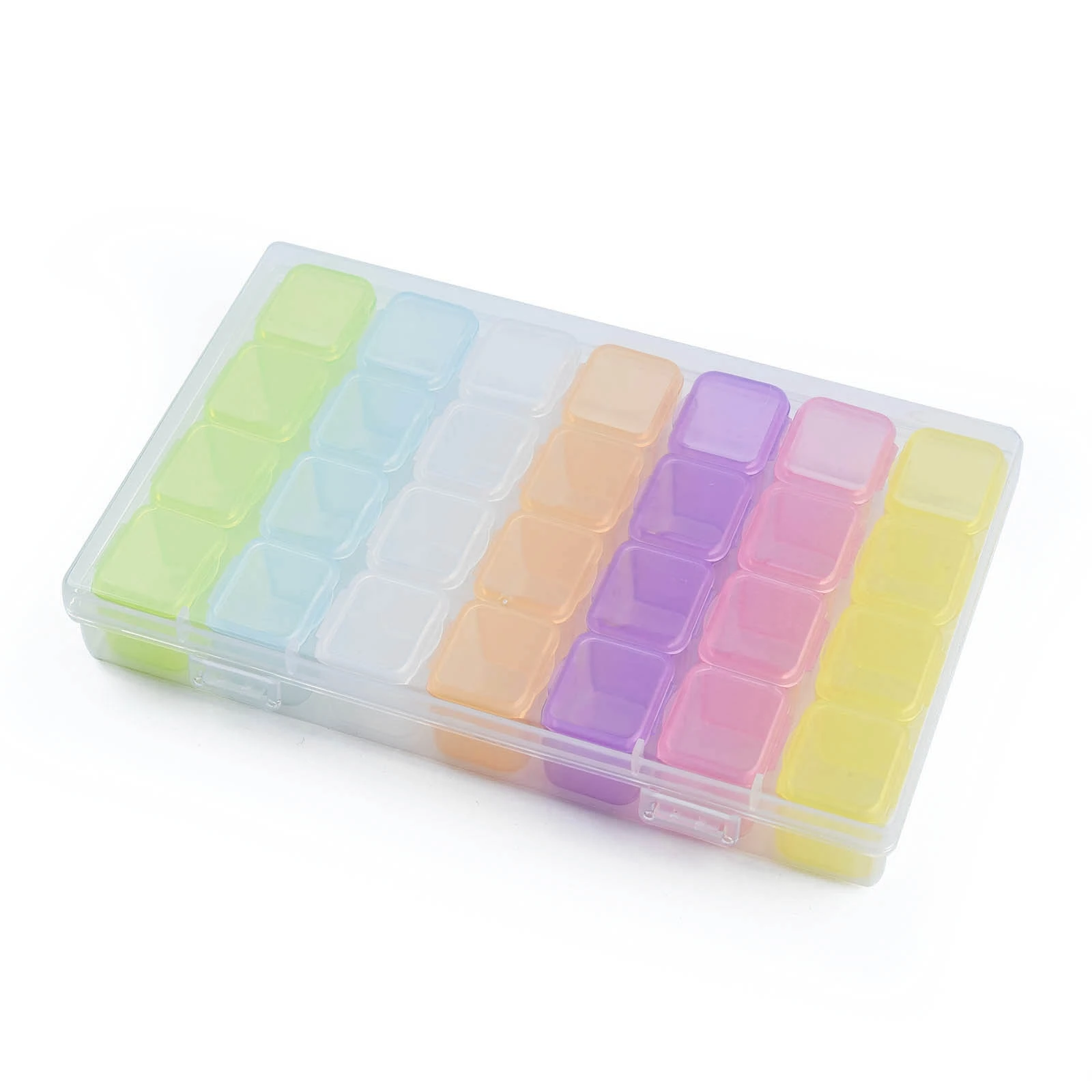 1 Box Rectangle Polypropylene Bead Storage Containers with Hinged Lid and 28 Grids for Jewelry Small Accessories 17.5x11x2.5cm