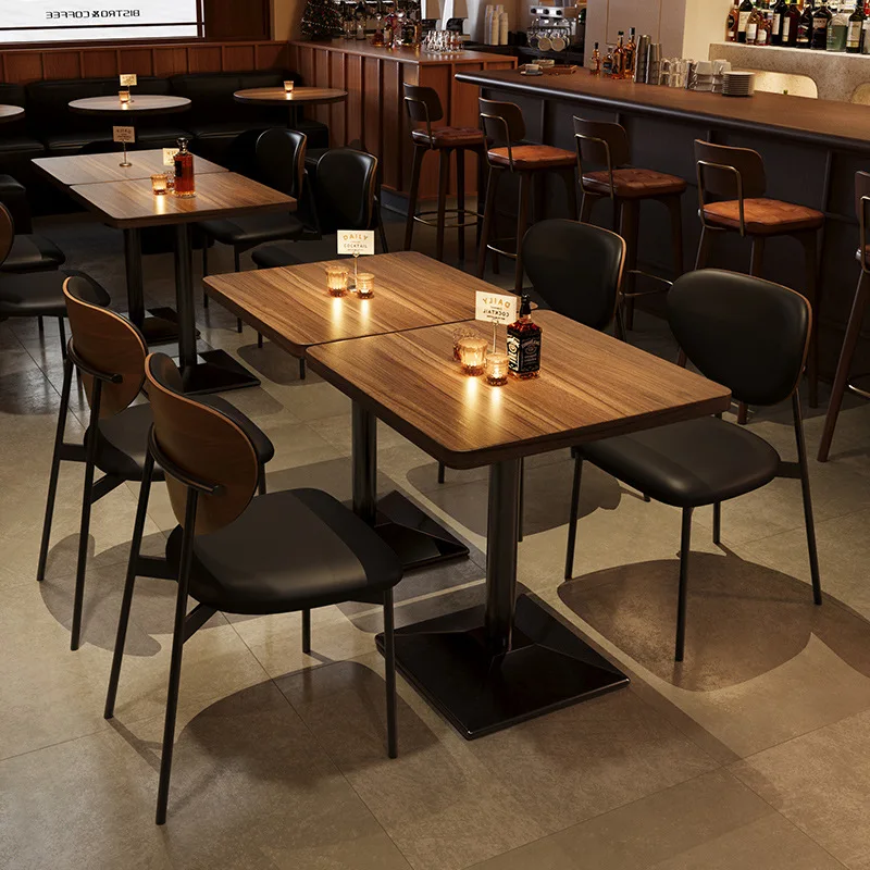 Retro Bar Table and Chair Combination Bistro American Restaurant Solid Wood (1) bar table chair combination