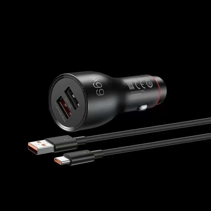 Honor SuperCharge Car Charger 66W Max Dual USB QC2.0 FCP SCP Fast Charge Universal Compatibility With 6A Type-c Cable