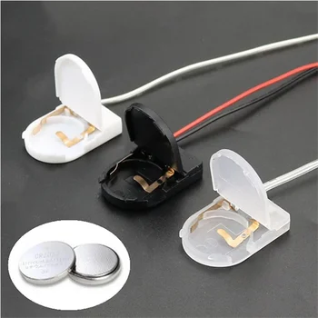 5 pièces fente unique CR2032 CR 2032 bouton pile bouton support de batterie couvercle avec interrupteur marche-arrêt fils 3V boîte de batterie 1
