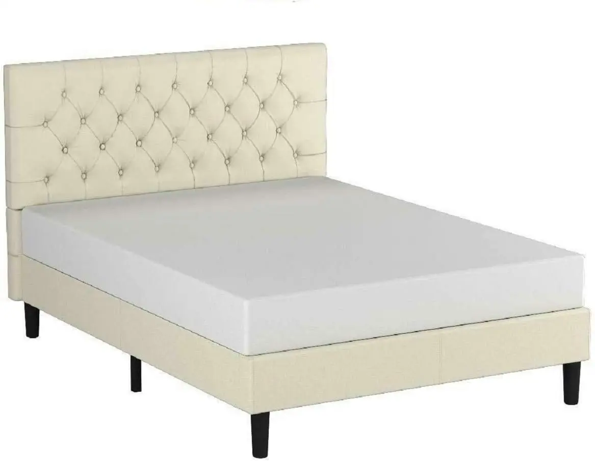 Misty Upholstered Platform Bed Frame / Mattress Foundation / Wood Slat Support /