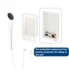 Shower Niche with Round Hand Shower, Sliding Bar and LED Light in Matte White/Vertical 2