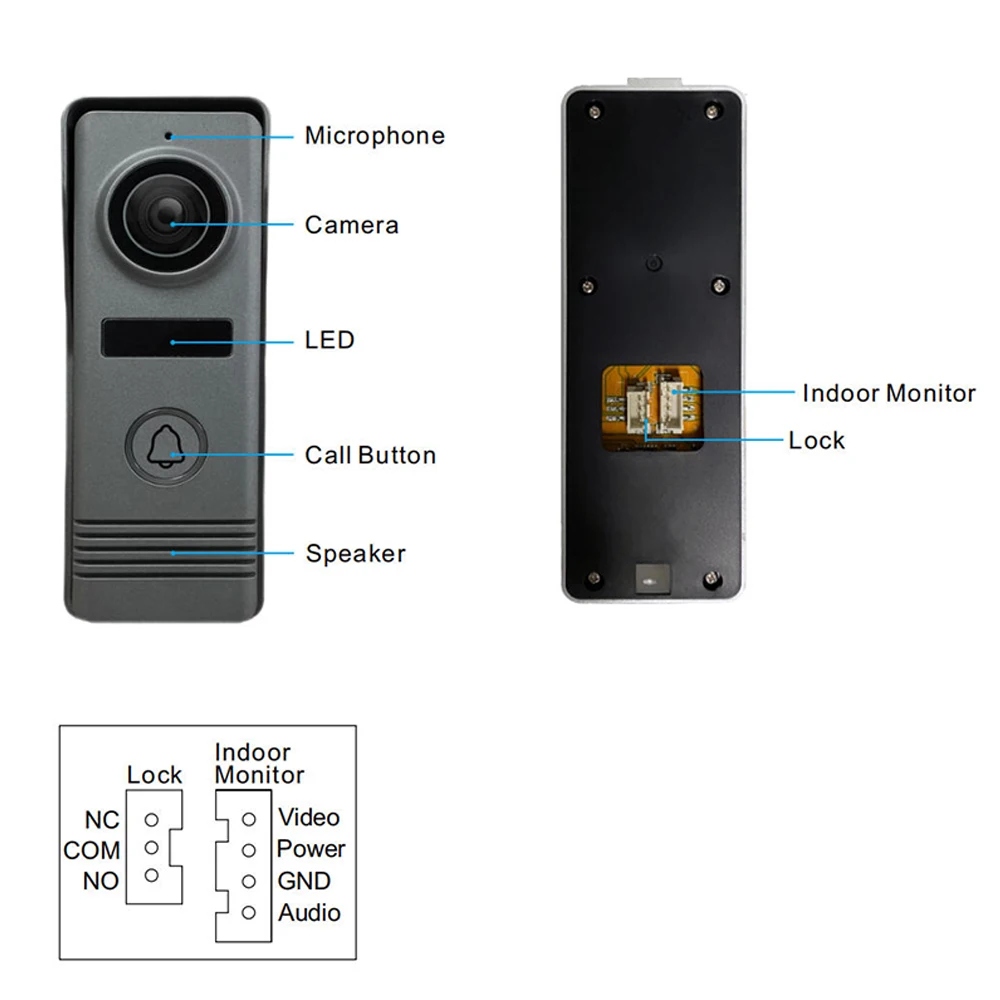 7inch Color Wired Video Intercom System Visual Doorphone Camera Video Doorbell D