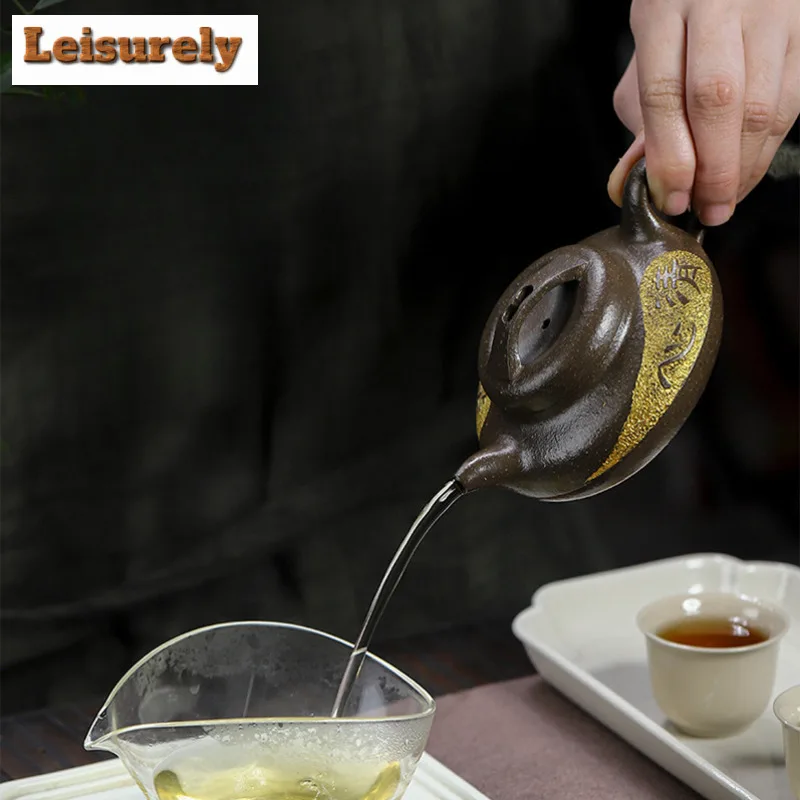170ml Yixing Purple Clay Teapots Handmade Xiang Yuan Pot Raw Ore Green Section Mud Kettle With Filter Zisha Tea Set For Tea Gift