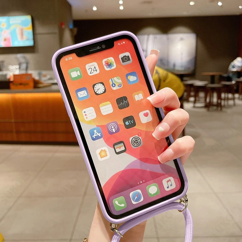 Soft TPU Silicone Crossbody Lanyard Phone Case