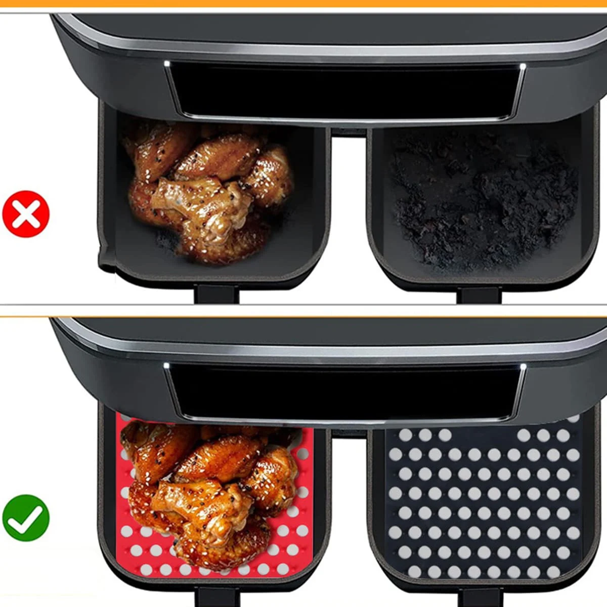 Square Air Fryer Liners with Perforations - Heat-Resistant, Easy-to-Clean
