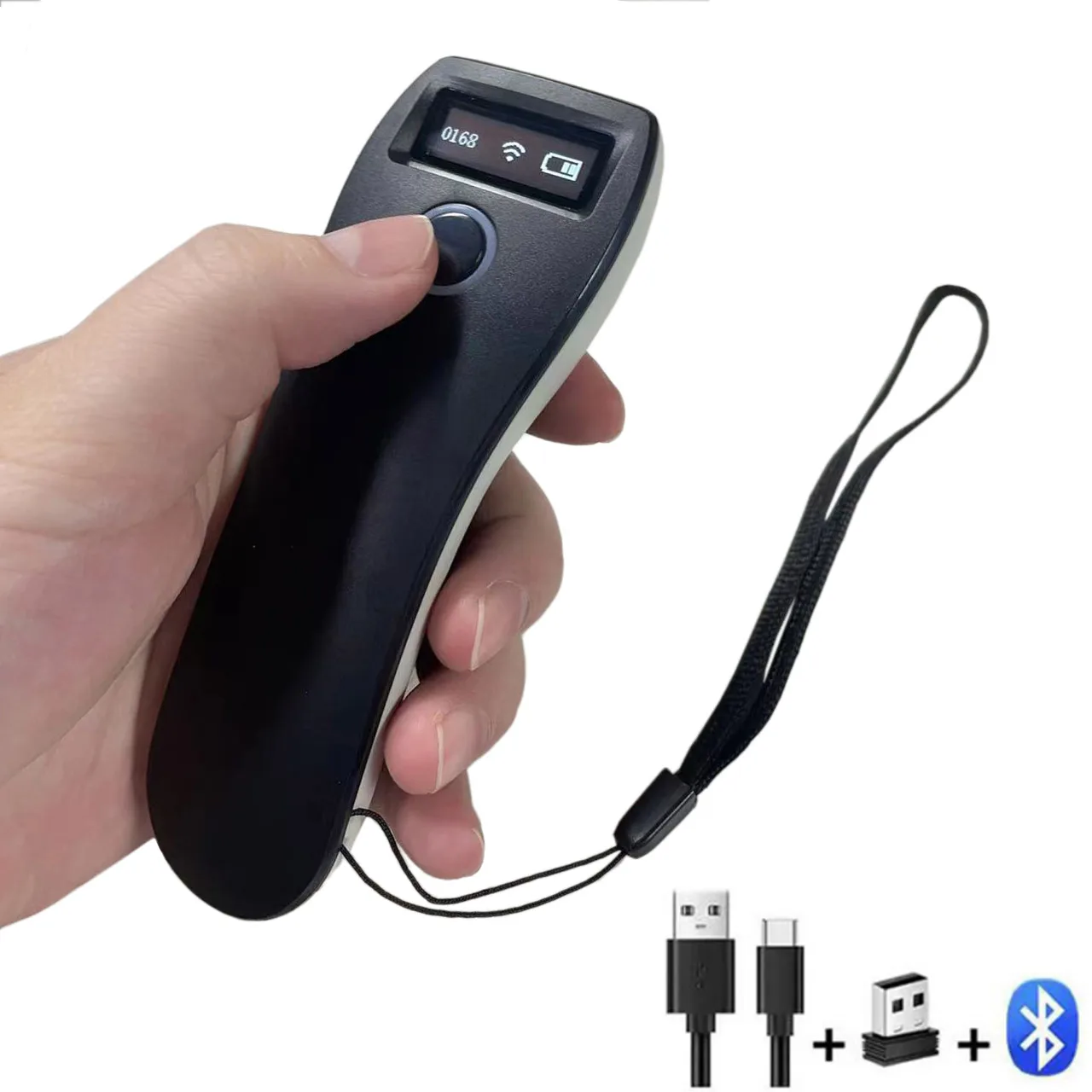 Barcode Scanner Bluetooth 1D 2D QR Code Scanner Cordless 2.4GHz Portable Wireless Barcode Reader with Screen