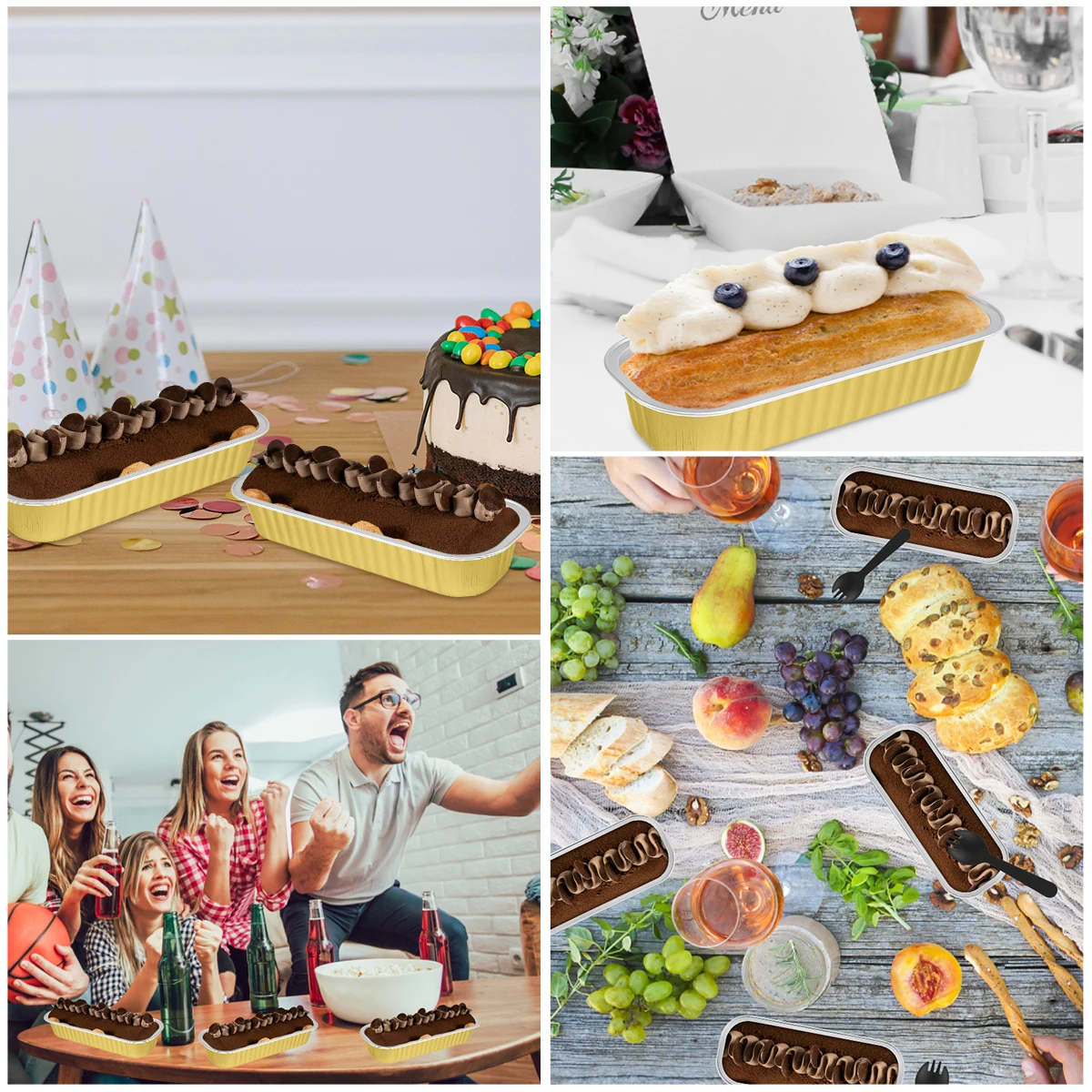 50/100Pack Mini Loaf Pans with Lids and Spoons 200ml Rectangle