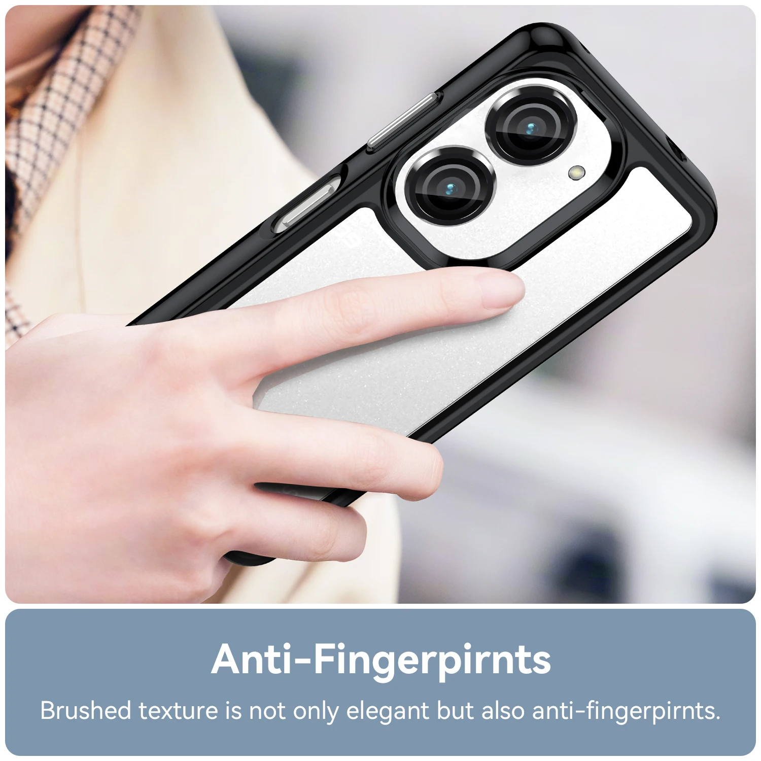 Shockproof Clear Phone Case with Hard Translucent Back and Soft Frame