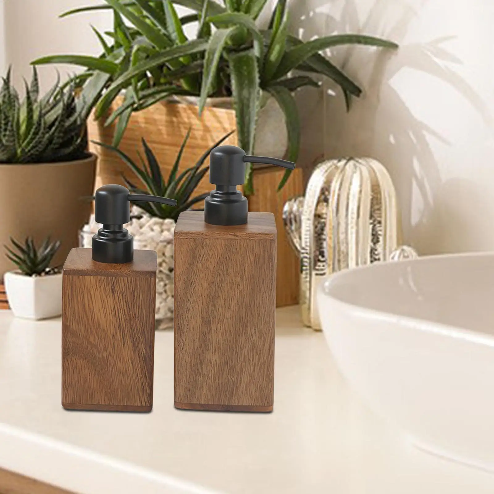 Dish Soap Pump Lotion Dispenser Empty Travel Home Practical for Shampoo Walnut Wood Countertop Soap Dispenser Pump Bottle