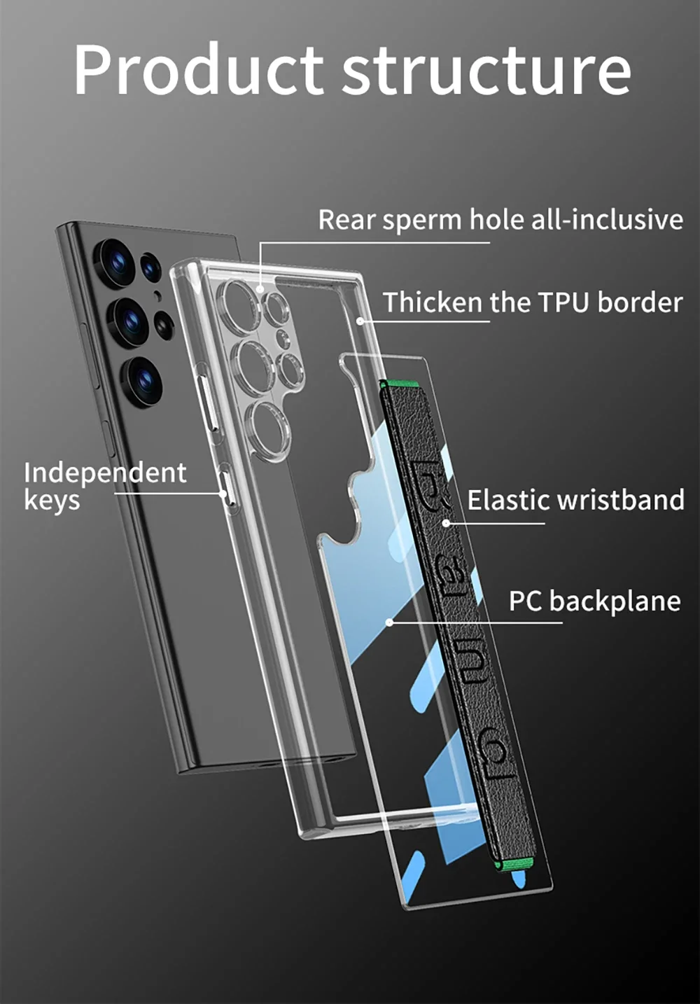Transparent Wrist Band Protective Case For Samsung Galaxy S23 Ultra Soft Edge Ha