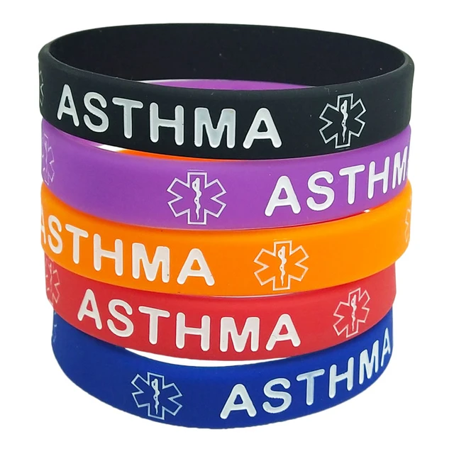 Asthma Silicone Wristband Bracelet MULTI-PACK-EMID401SP