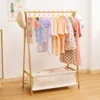 Kids Clothing Rack with Storage Box, Dress up Rack, Child Garment Rack with Hanging Rods, Small and Foldable, Bamboo (Natural) 1