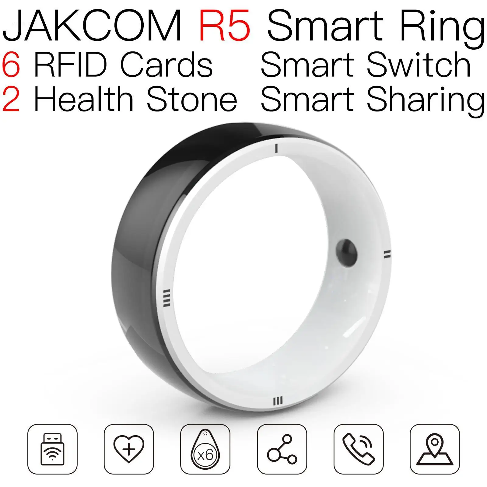 

JAKCOM R5 Smart Ring Super value than tools watch 5 compatible con alexa l5 woman smart bracelet usb memoria 2tb