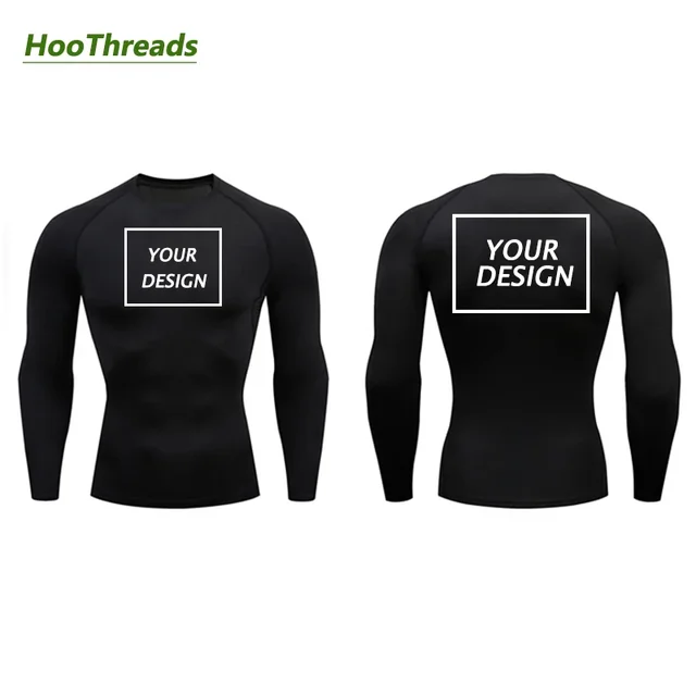 Customized Print Compression Shirts for Men Long Sleeve Gym Workout Fitness Undershirts Quick Dry Athletic T-Shirt Running Tops 1