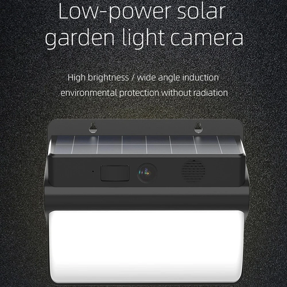 Solar security camera close-up installed on wall