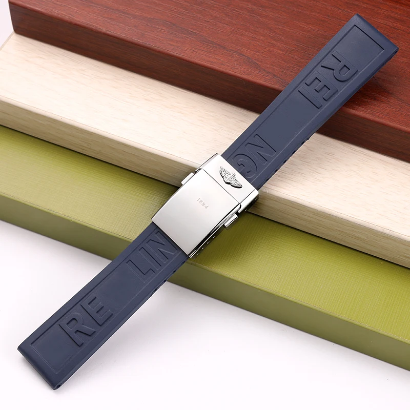 

20 22 24 мм полностью логотип крыла черный синий желтый красный резиновый ремешок для наручных часов Breitling Avenger Navitimer спортивный водонепроницаемый ремешок на запястье