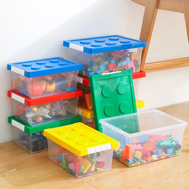 Caja de almacenamiento de bloques de construcción para niños, contenedor  ajustable Compatible con Lego, plástico con asa, rejilla, organizador de  juguetes, 2 capas - AliExpress