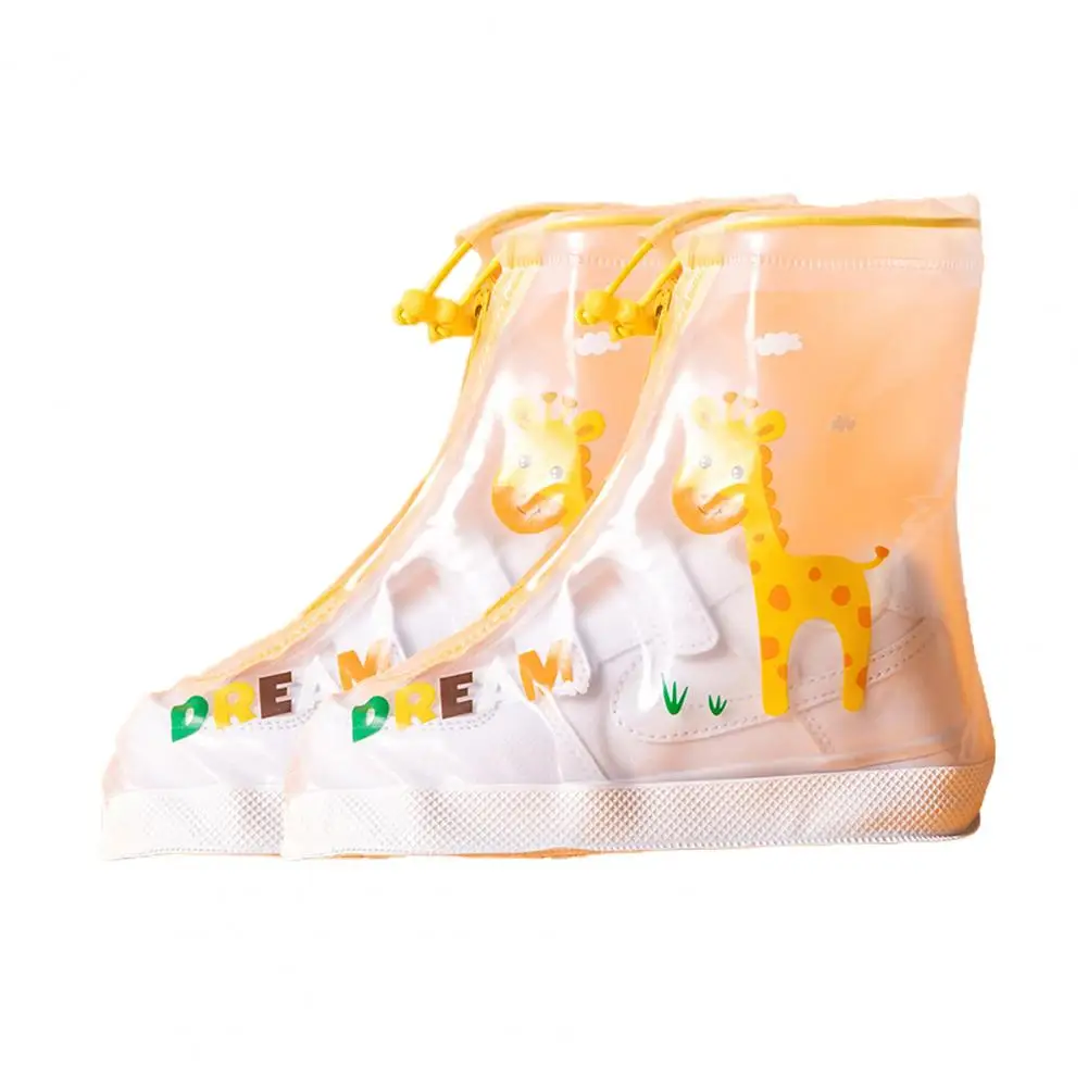 Children Rain Overshoes 1 Pair Wear-resistance Animal Print Non-slip Portable Waterproof for Outdoor