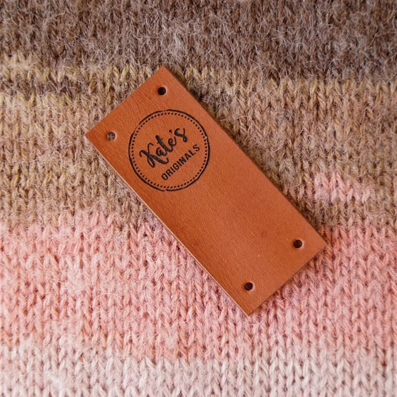 

30pcs Custom leather logo tags for clothes knitting Sewing labels for handmade items Personalized center fold crochet hats label