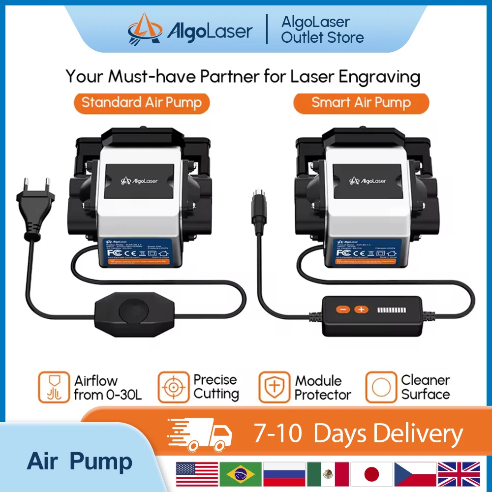 AlgoLaser Laser Air Pump With 30L/min Airflow For Most Laser Cutter Machine Universal Laser Cutter Air Assist Kit Laser Engravin