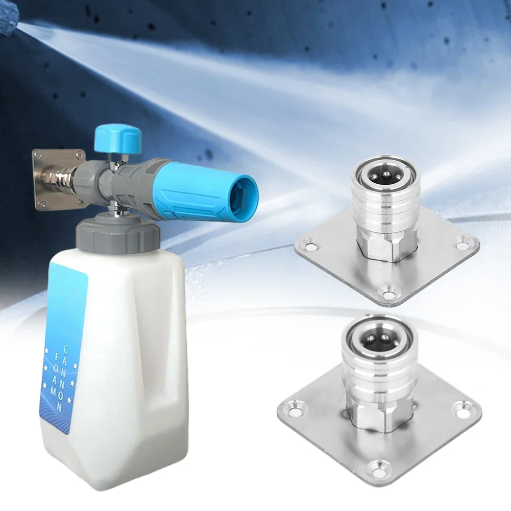 Automatic Foam Cannon Nozzle Tip Holder with 1/4 Quick Connect Foam Cannon Wall Mount Stainless Steel Pressure Washer Gun Rack 4