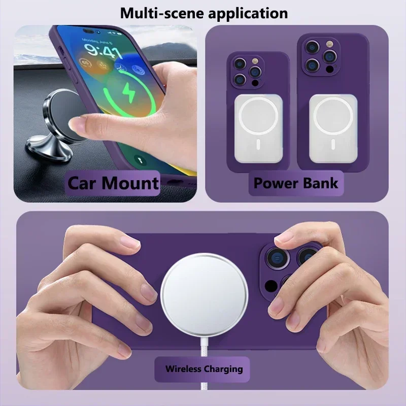 Liquid Silicone Shockproof Phone Case with Magnetic Wireless Charging Compatibility