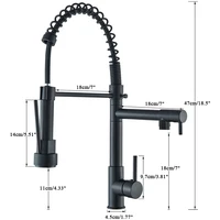 Rozin Black Spring Pull Down Kitchen Sink Faucet Deck Mounted Dual Spout Hot & Cold Water Mixer Tap Crane,Single Handle,SUS 304 6