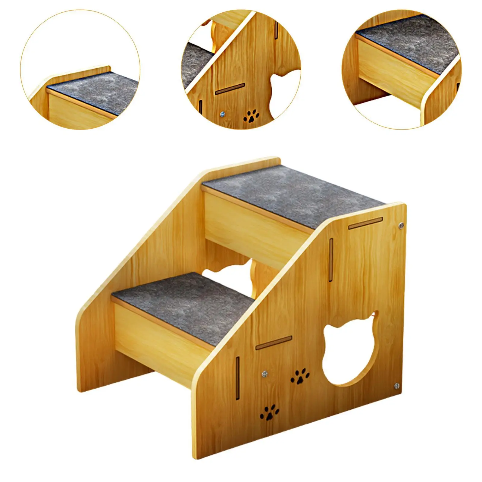 Wooden Pet Stairs, Dog Climbing Ladder, Pet Supplies, Anti Slip Portable for Bed ,Pet Cat Stairs Dog Stairs Ladder