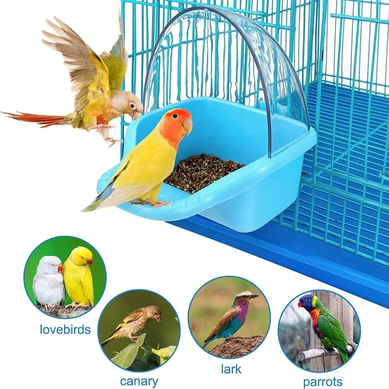 Splash Prevention Bird Cage Feeder Parrot Birds Water Hanging Bowl Parakeet Feeder Box Pet Cage Food Container Bird Supplies