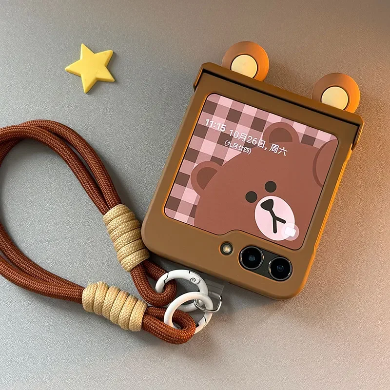 Adorable Ears Hand Strap Hinge Case - Flip Phone Cover