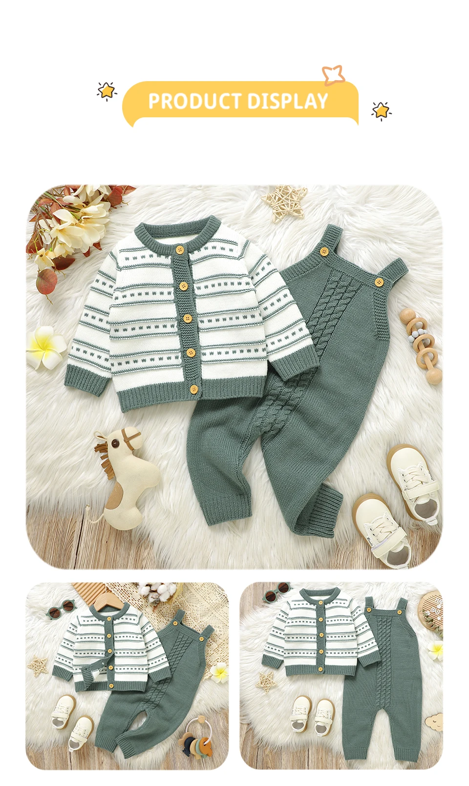 Winter Baby Kleidung Sets Herbst Lange Ärmel Stricken Pullover Jacken + Strampler Infant Jungen Mädchen 2 stücke Outfits Kleinkind Outwear anzüge – Detail 6