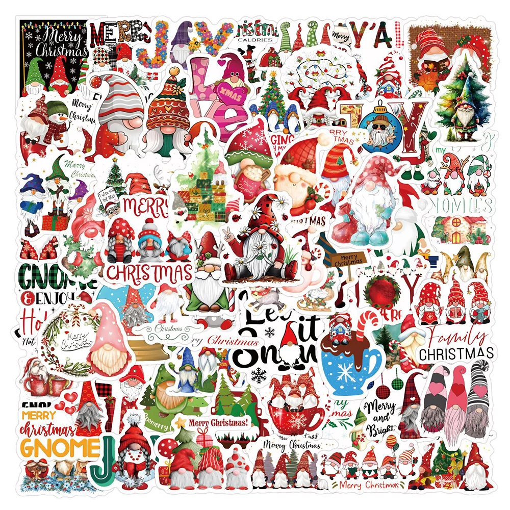 10/30/50/100PCS Funny Christmas Dwarf Graffiti Waterproof Stickers Laptop Phone Diary Notebook Wall Decoration Sticker Kids Toy 500pcs roll 3 8cm flowers thank you round stickers christmas wedding gift saling decoration diary diy laleb stationery stciker