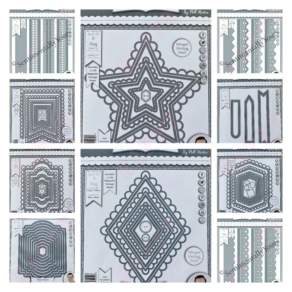 

Perfectly Pretty Border Dies Metal Cutting Dies DIY Mold Various Card Series Scrapbooking Paper Craft Labels 2 Deco Border Die