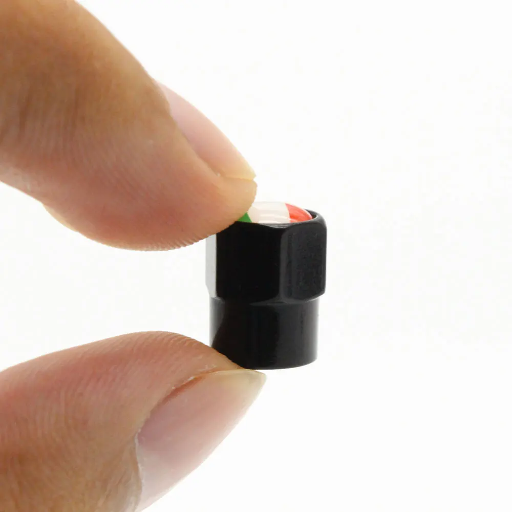 4 Tappi Valvola Pneumatici Per Auto – Stile Bandiera Inghilterra – In Lega Di Zinco, Universali, Colore Nero - 4