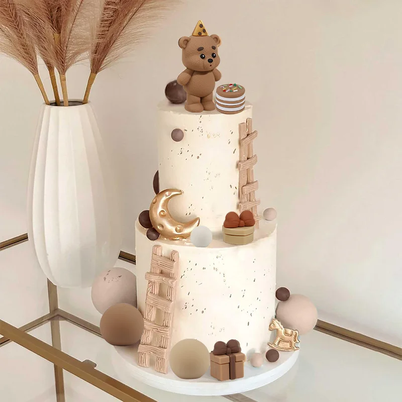 Bärenkugeln Kuchendeckel Teddy-Thema Mini-Kuchen, Geschenkboxen für Kinder, alles Gute zum 1. Geburtstag, Kuchendekoration, Babyparty-Party-Dekoration – Detail 2