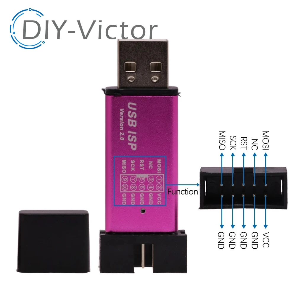 Aluminum Shell USBASP USBISP AVR Programmer USB ISP USB ASP ATMEGA8 ATMEGA128 Support Win7 64