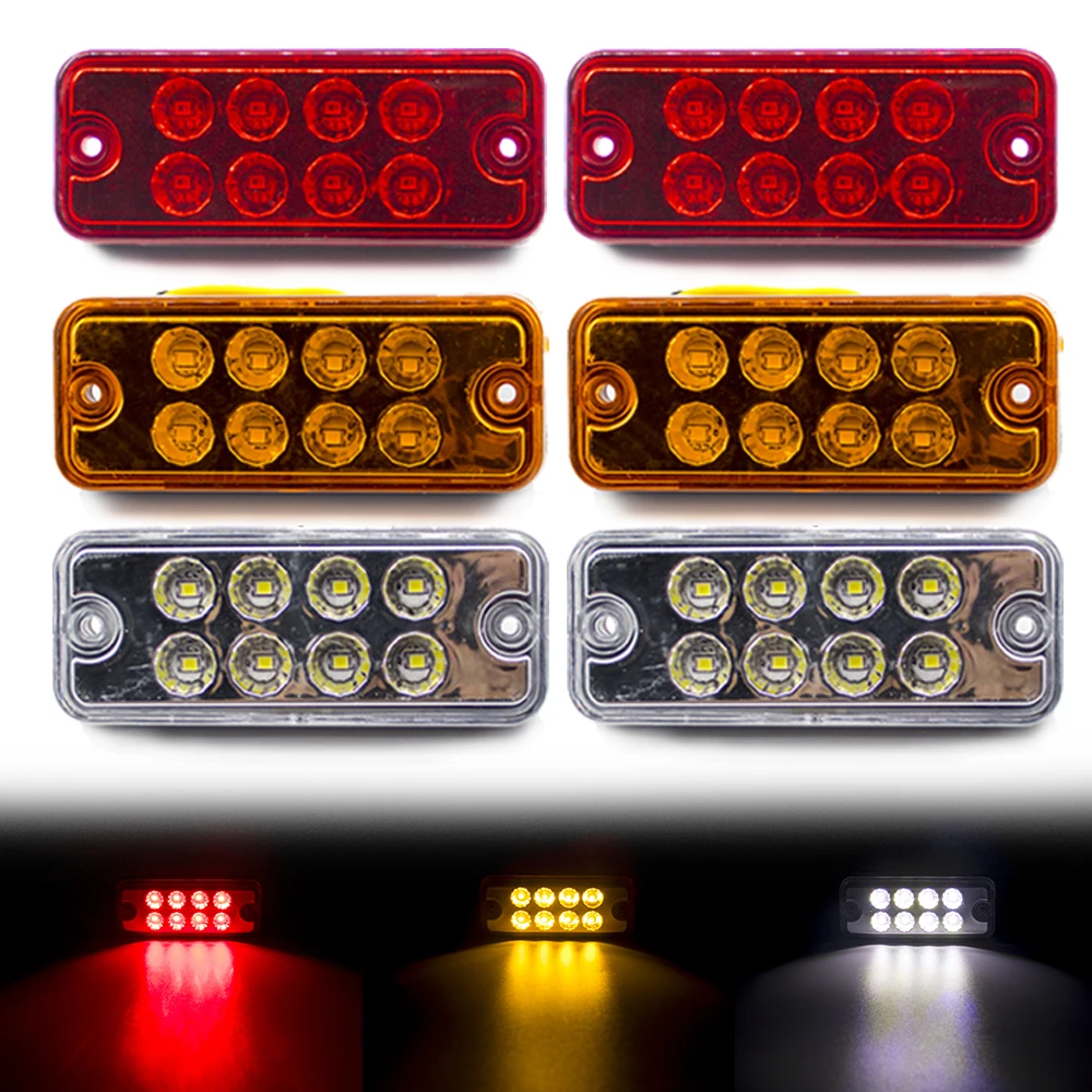 

2pcs 8 LED 12V 24V Side Marker Light Signal Lamp Tail Light Clearance Indicator Truck Trailer Lorry Caravan Bus Waterproof