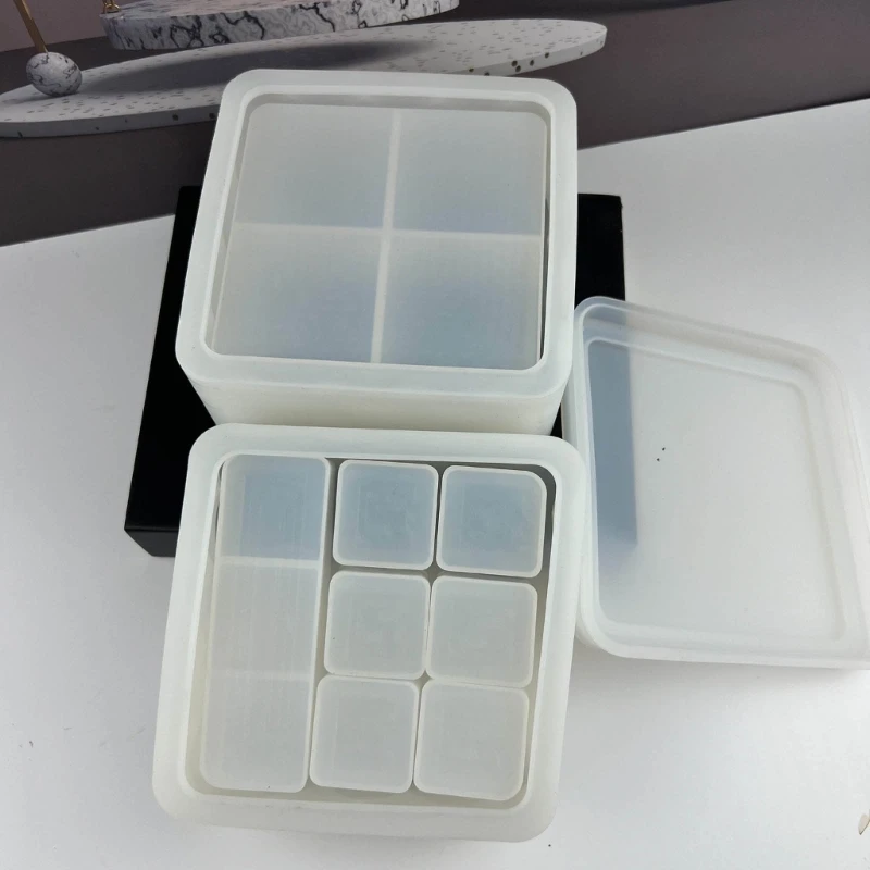 

DIY Jewelry Box Molds Stackable Silicone Lipstick Storage Box Mould Epoxy Casting Resin Mold for Pigment Bottle Making R3MC