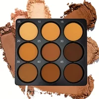 9-Color Dark Bronze Foundation Palette, Contouring, Concealer, Makeup Setting, Oil-Control Foundation, Shadow, Nose Shadow Palette, Matte Natural with Delicate Glitter 6