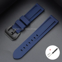 Premium Rubber Watch Strap - Soft Sport Silicone Wristband - 22mm (Blue - Black)