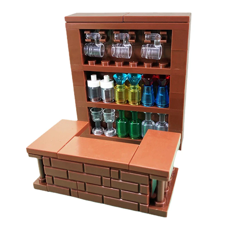City MOC Building Blocks Parts Bar decorazione mobili mattoni