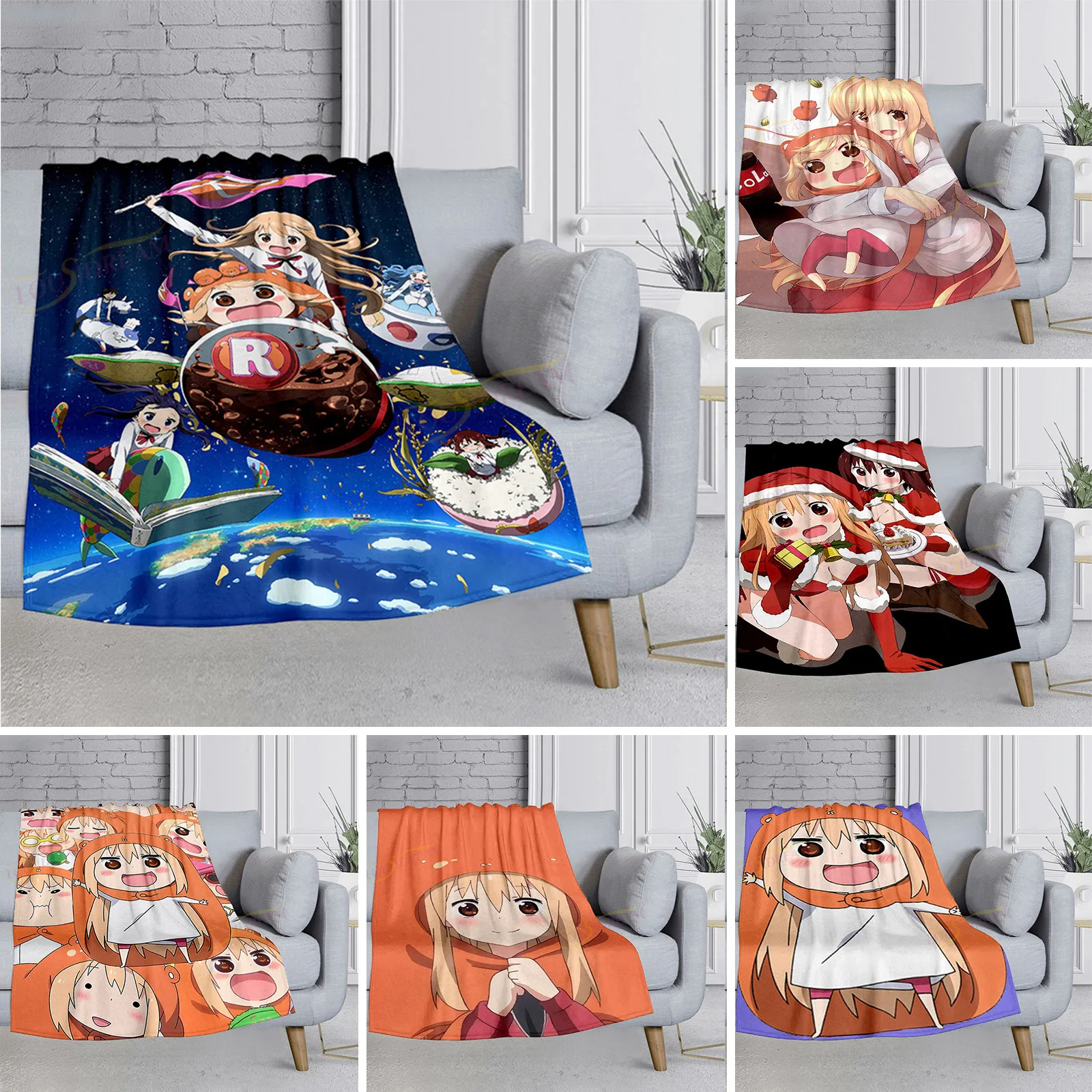 

3D Print Anime Himouto! Umaru-chan Blanket Soft Sofa Cover Throw Blanket Fleece Lightweight Warm Bed Blankets for Bedroom Couch