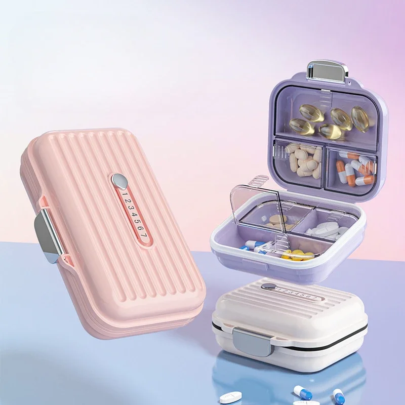 Mini Portable Pill Box 7 Grids Weekly Medicine Vitamin Storage Organizer Travel Tablets Sealed Box Pills Case Container