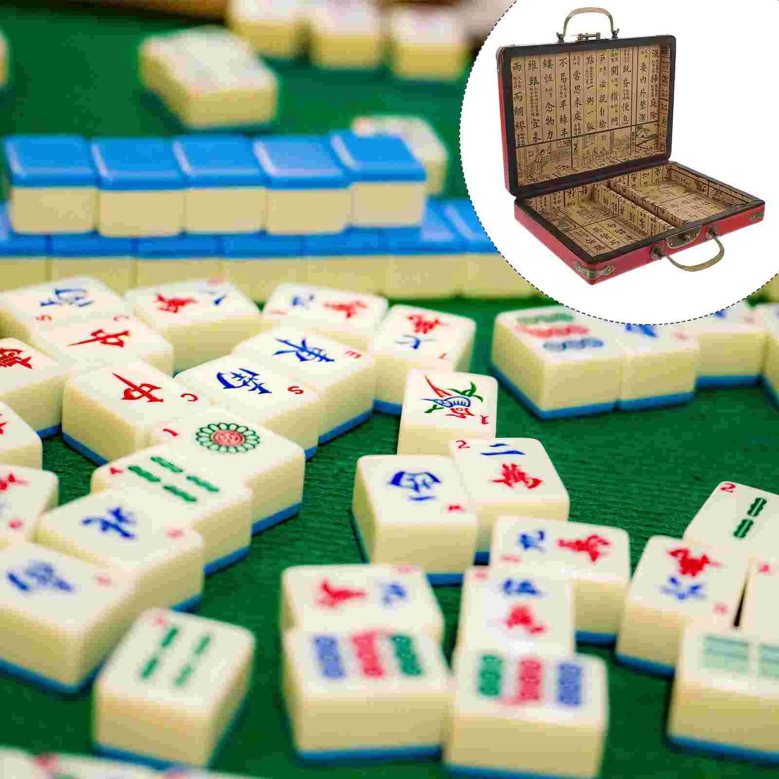 Mahjong Travel Set Board Game Set Mahjongg Carry Bag Chinese Mahjong