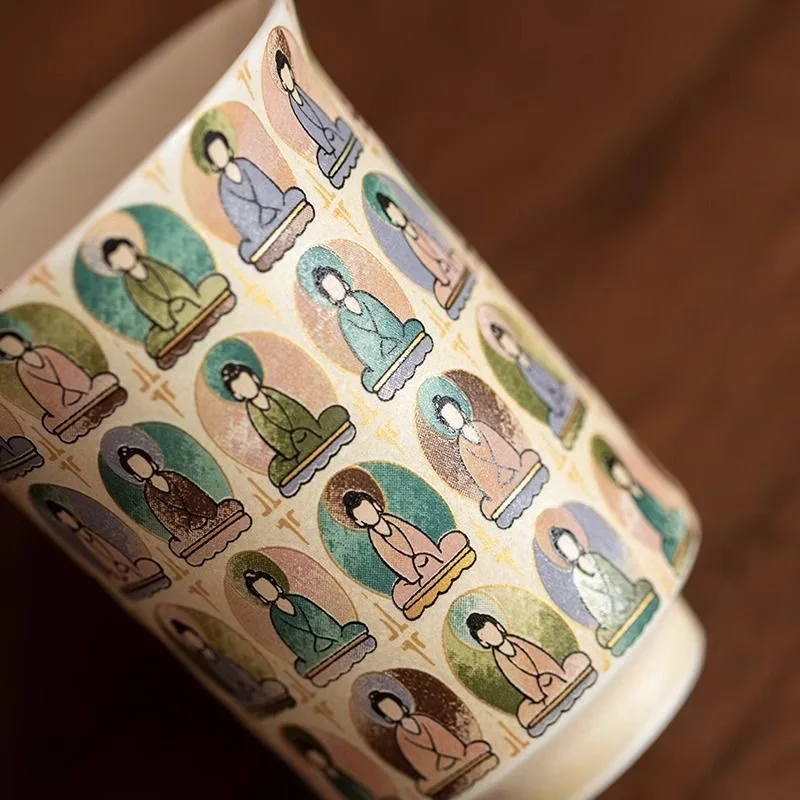 Ceramic San Cai Covered Bowl Hand-painted Thousand Buddha Tea Cup Kung Fu Tea Set Brewing Bowl Cups