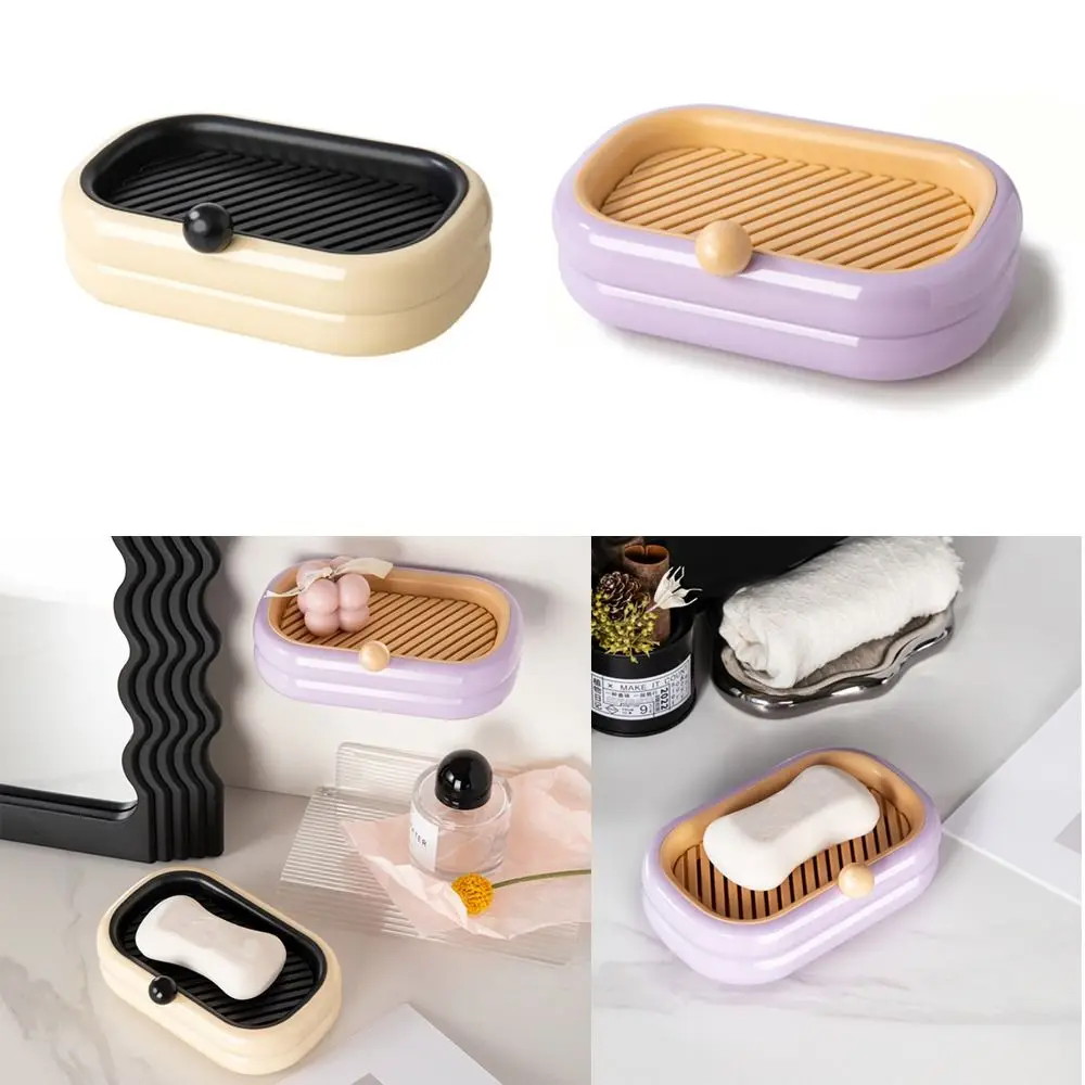 

Wall Mounted Soap Dish with Drainage Dish Self Adhesive Storage Rack Drainable Soap Container Tray