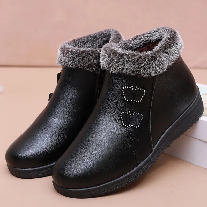 Winter Mom Cotton Boots 2023 New Arrival Ladies Warm Plush Shoes Short Boots Women Cozy Velvet Shoes Black Women's Ankle Boots