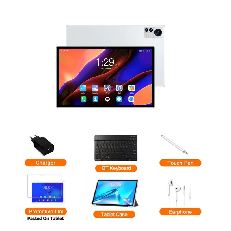thumbnail image 1 of Tableta Android X12 de 10,1 pulgadas, versión global, Android 12, Bluetooth, 8 GB, 256 GB, diez núcleos, 24 + 48 MP, WPS + 5G, WIFI, portátil, gran oferta 2023, 1 of 5