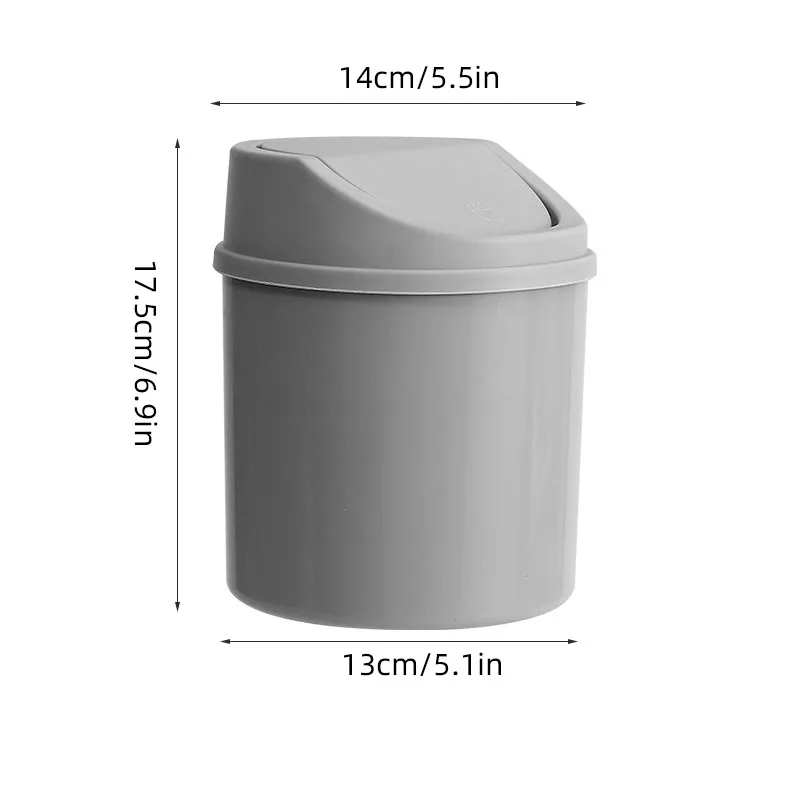 Mini Desktop Bin with Cover Shaking Lid Small Trash Can Tube Bedroom Living Room Table Garbage Storage Box